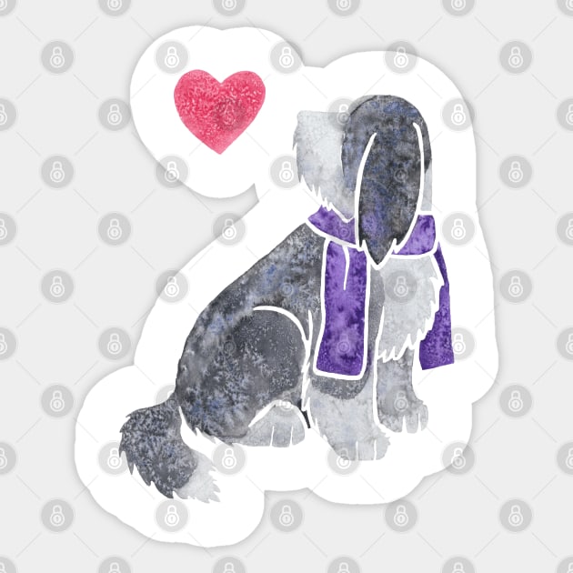 Watercolour Bearded Collie Sticker by animalartbyjess